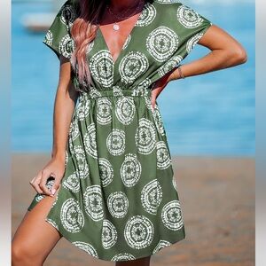 NWT Cupshe V Neck Side Slit Coverup Dress